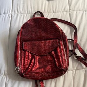 RED SNAKESKIN MINI BACKPACK